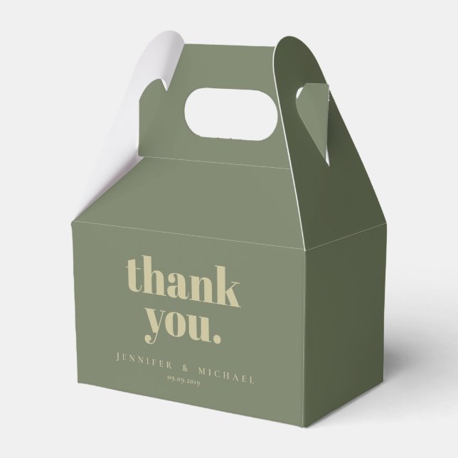 Minimalist Sage Signature Thank you Favor Box (Front Side)