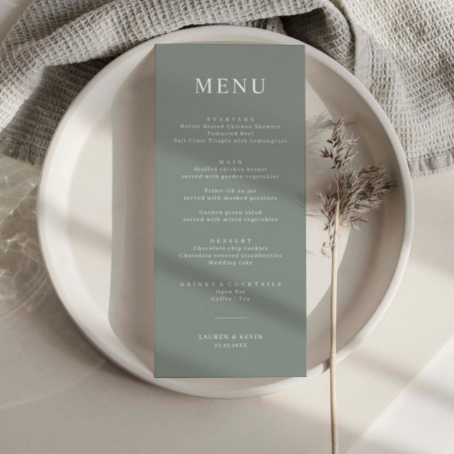 Minimalist Sage Simple Wedding Menu Card (Creator Uploaded)