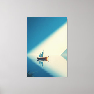 Minimalist Sailboat in Divine Sunlight Art Canvas Print