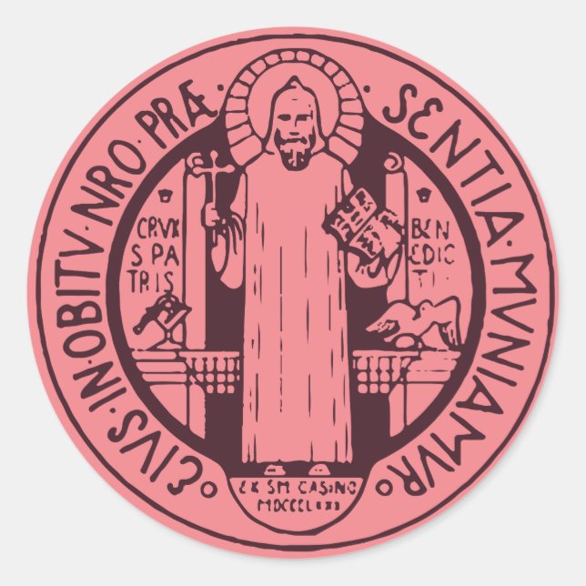 Minimalist Saint Benedict Medal Symbol Art Classic Round Sticker (Front)