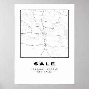 Minimalist Sale Map with Coordinates Poster