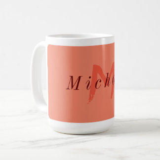 Minimalist Salmon and Dark Red Initial  Coffee Mug