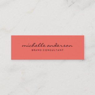 Minimalist Salmon Cursive Text Mini Business Card