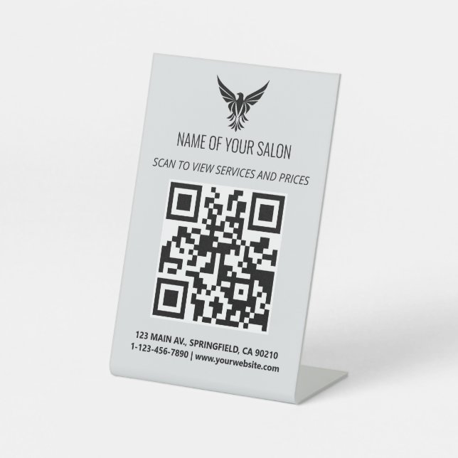 Minimalist Salon QR Code Sign – Services & Prices  (Front)