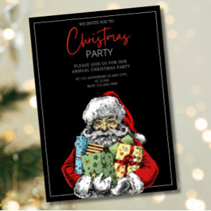 Minimalist Santa Christmas Party Invite, Christmas Invitation