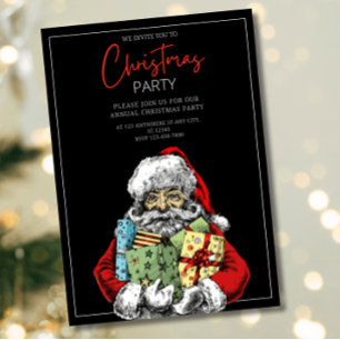 Minimalist Santa Christmas Party Invite, Christmas Invitation