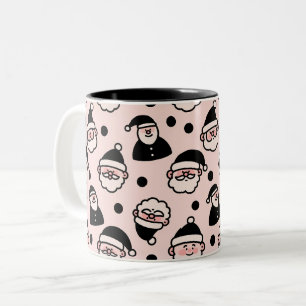 Minimalist Santa Face Christmas Two-Tone Coffee Mug