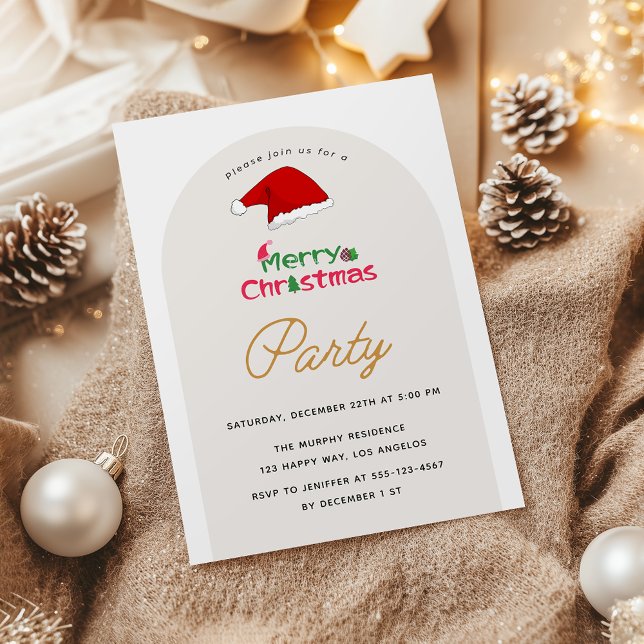 Minimalist Santa Hat Merry Christmas Party  Invitation (Creator Uploaded)