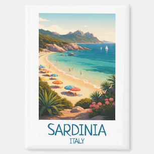 Minimalist Sardinia Italy Vintage Travel Art Magnet
