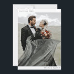 Minimalist Save the Date<br><div class="desc">This modern photo wedding save the date flat card has a clean, minimalist design. The front features a single photo paired with a stylish font. On the back, I've included the date and location. I've set the background as transparent, so that the colour of the paper will serve as the...</div>
