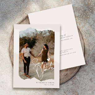 Minimalist Save The Date, Boho Photo Wedding Date