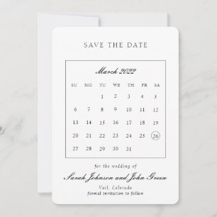Minimalist Save the Date Calendar