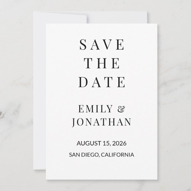 Minimalist Save the Date Card – Elegant Custom 5x7 (Front)