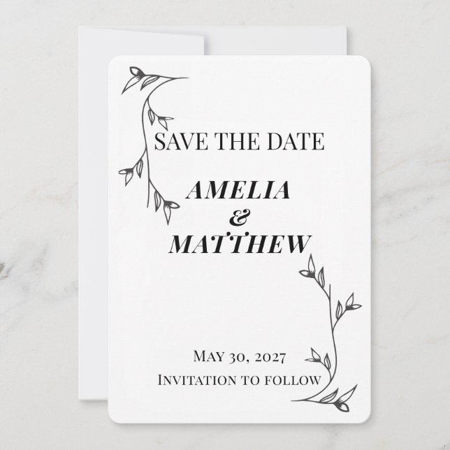 Minimalist Save the Date Card, Modern Aesthetic (Front)