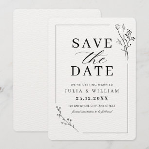 Minimalist Save the Date Card, Modern Wedding Invitation