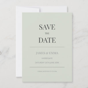 Minimalist Save the Date Card   Pale Sage Green
