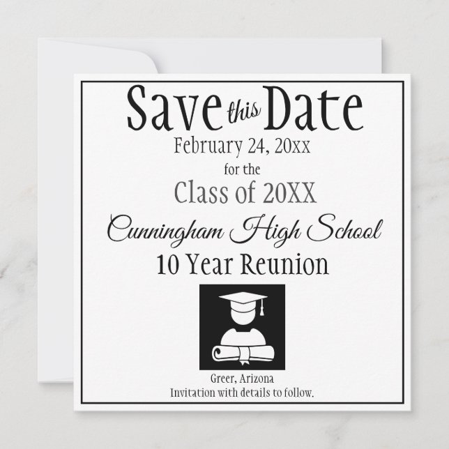 Minimalist Save The Date Class Reunion Template (Front)