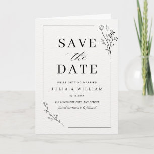 Minimalist Save the Date Floral Modern Wedding Card