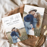 Minimalist Save the Date Handwritten Photo<br><div class="desc">Modern and Elegant Handwritten Script Photo Save the Date Wedding Card. The save the date invitation card includes a chic and stylish typography with a simple and minimalist design on a white background that you can add your customized engagement photograph picture to.</div>