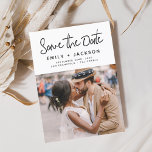 Minimalist Save the Date Handwritten Photo<br><div class="desc">Modern and Elegant Handwritten Script Photo Save the Date Wedding Card. The save the date invitation card includes a chic and stylish typography with a simple and minimalist design on a white background that you can add your customized engagement photograph picture to.</div>