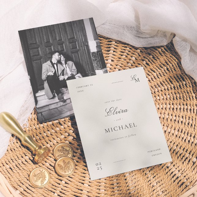 Minimalist Save The Date Ivory Editorial Wedding (Créateur téléchargé)