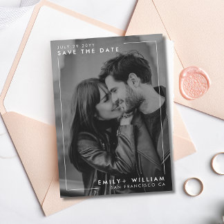 Minimalist Save The Date Photo QR Code Flat Card