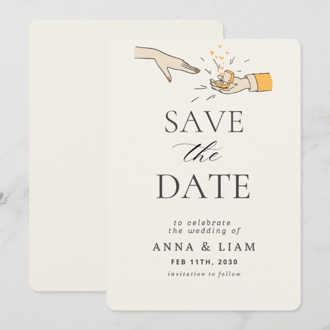 Minimalist Save the Date Wedding Invitation – Mode (Front/Back)