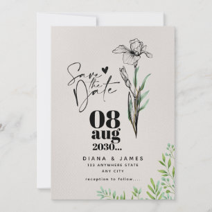 Minimalist Save The Date Wildflower Wedding 