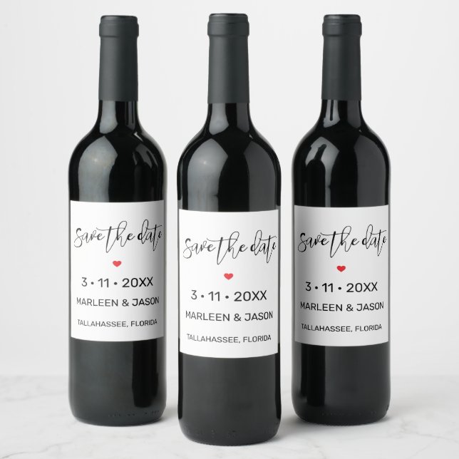 Minimalist Save the date Wine Label (Bottles)