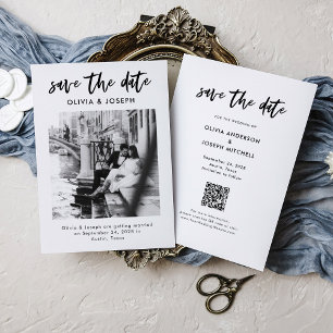 Minimalist Save the Date with Photo Casual Script