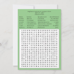 Minimalist Save the Date Word Search - Green Invitation
