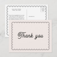 Minimalist Scalloped border Thank You postcard