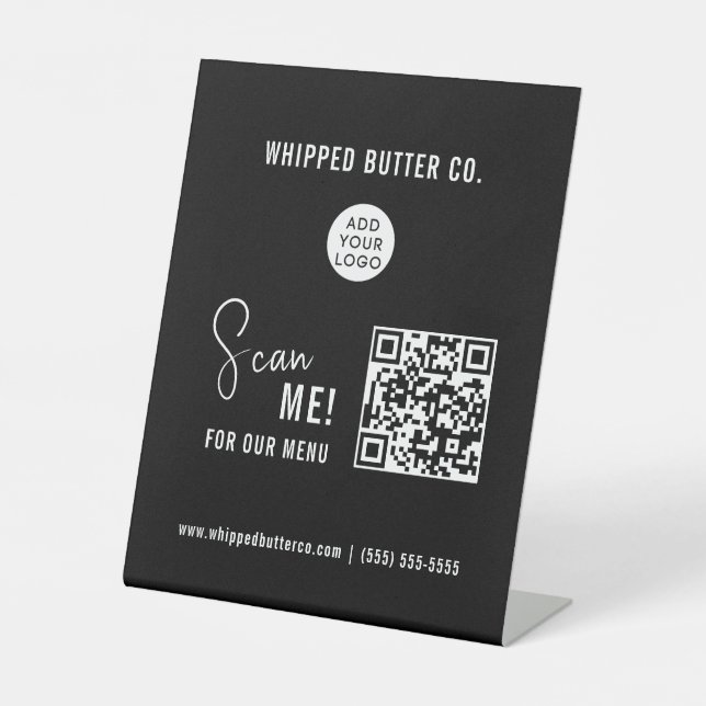 Minimalist Scan QR code | LOGO Business Pedestal Sign (Front)