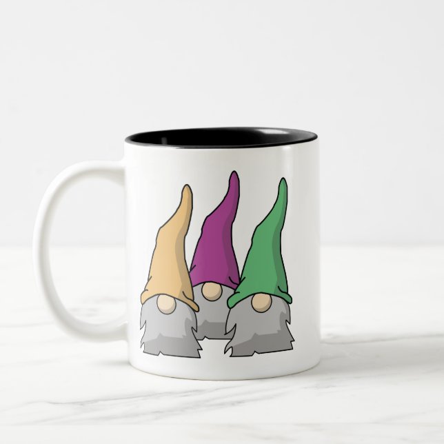 Minimalist Scandinavian Gnomes Two-Tone Coffee Mug (Left)
