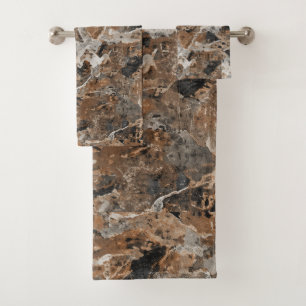 minimalist scandinavian granite brown grey marble bath towel set