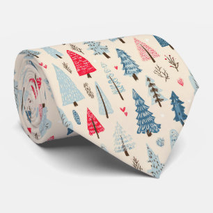 Minimalist Scandinavian Tree Forest Pattern Tie