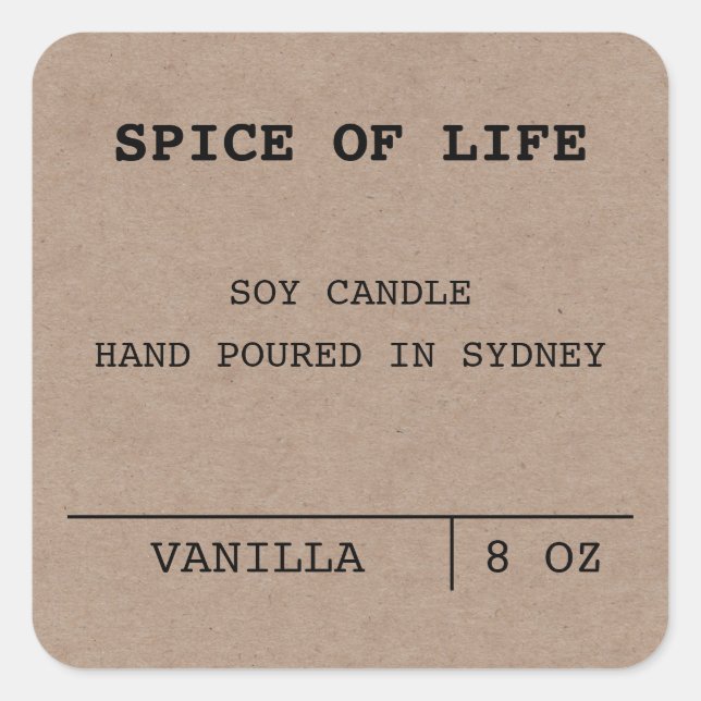 Minimalist Scented Soy Candle Kraft labels (Front)