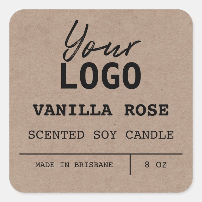 Minimalist Scented Soy Candle Logo Labels (Front)
