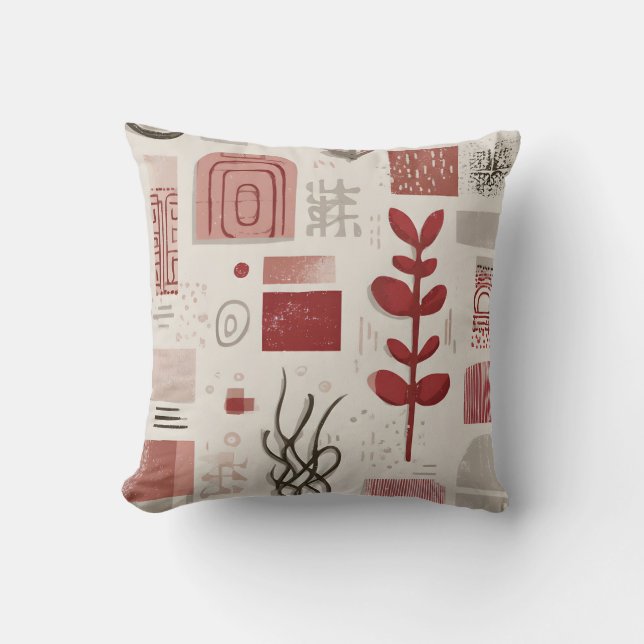 minimalist scribble ornaments throw pillow (Front)