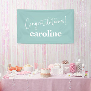 Minimalist Script Aqua Blue Custom Congratulations Banner