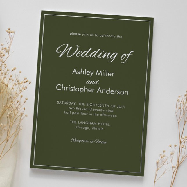 Minimalist Script Army Green Wedding (Creator Uploaded)