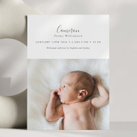 Minimalist Script Baby Name Photo Birth Stats