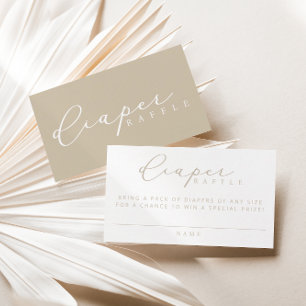 Minimalist Script Baby Shower Diaper Raffle Cards