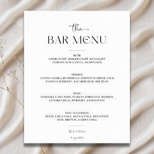 Minimalist Script Bar Menu Cheers Wedding Sign