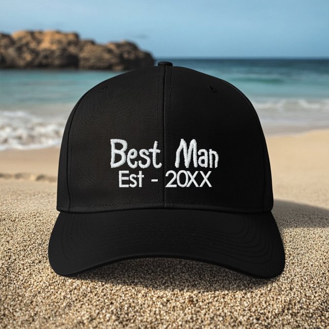 Minimalist Script Best Man Groom Team Gifts Embroidered Hat (Creator Uploaded)