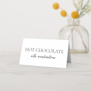 Minimalist Script Black and White Buffet Food Place Card