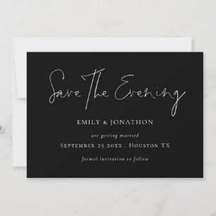 Minimalist Script Black Save the Evening Invitation
