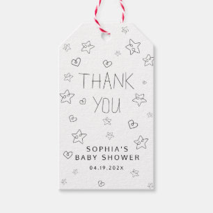 Minimalist Script Black Thank You Baby Shower Gift Tags