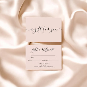 Minimalist Script Blush Pink Gift Certificate