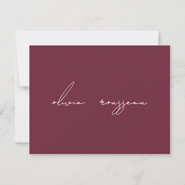 Minimalist Script Bordeaux Wine Personalized Card (Front)
